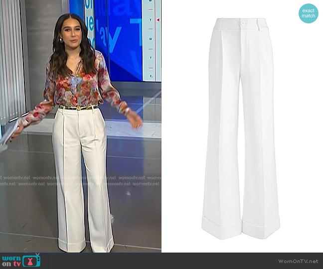 Alice + Olivia Tomasa Pants in Off White worn by Morgan Radford on NBC News Daily