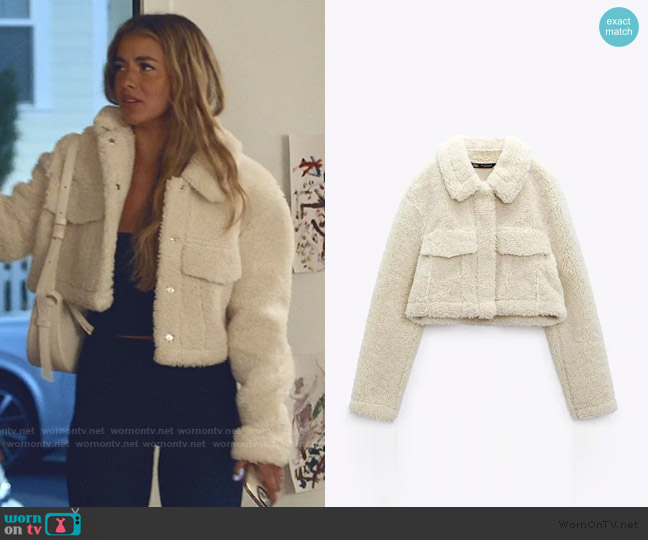 Zara Sherpa Jacket worn by Jen Affleck on The Secret Lives of Mormon Wives