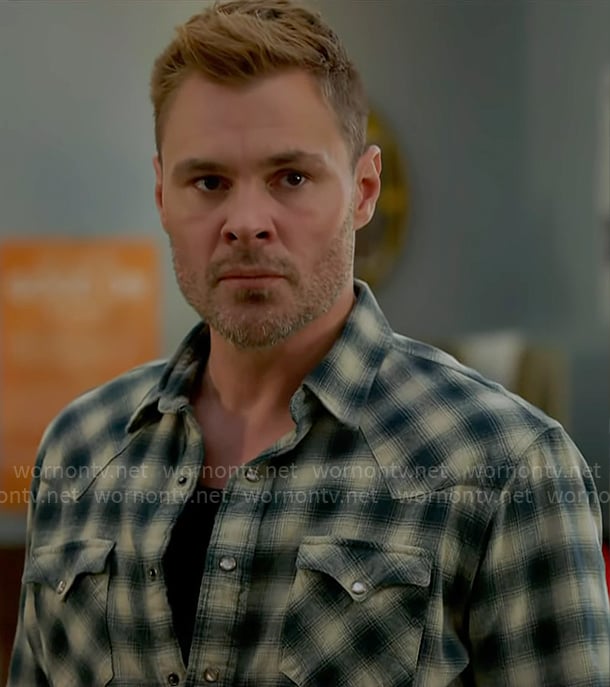 Adam’s plaid western shirt on Chicago PD