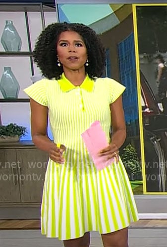Adriana Diaz’s lime striped polo dress on CBS Mornings