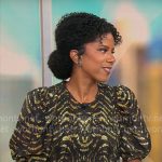 Adriana Diaz’s printed puff-sleeve dress on CBS Mornings