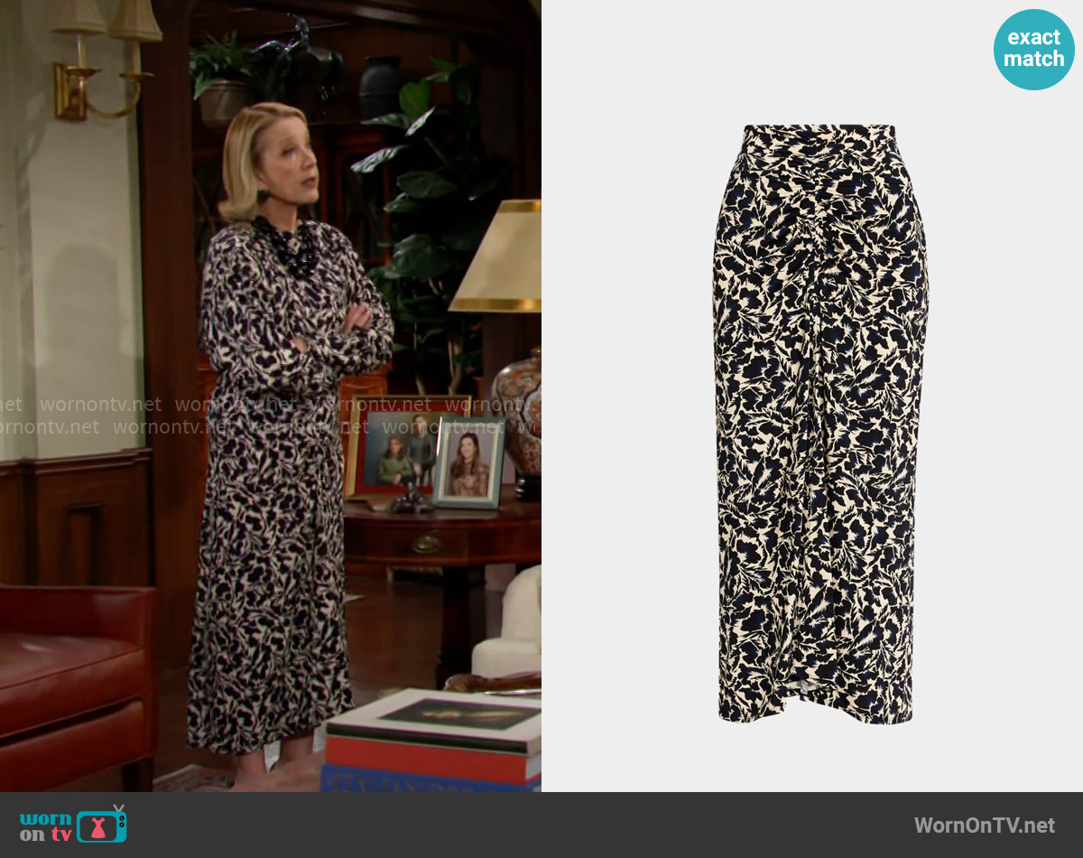 A.L.C. Aurelie Printed Midi Skirt worn by Nikki Reed Newman (Melody Thomas-Scott) on The Young and the Restless