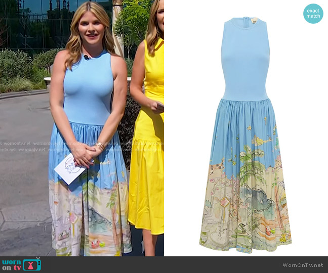Alémais Anouk Midi Dress in Sky worn by Jenna Bush Hager on Today