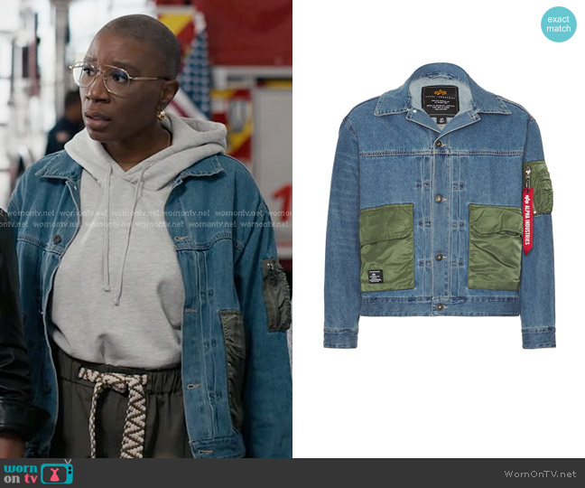 Alpha Industries Denim Jacket worn by Henrietta Wilson (Aisha Hinds) on 9-1-1