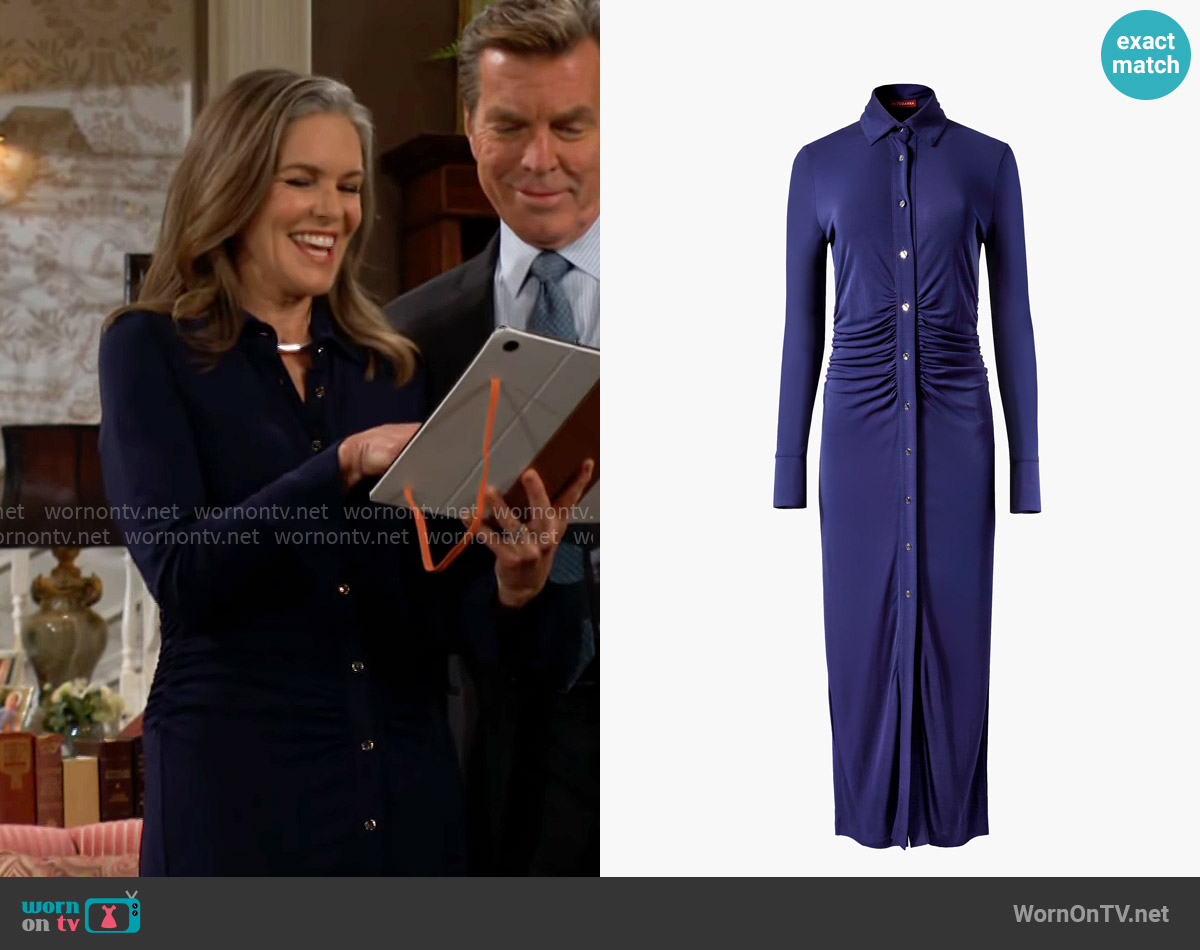 Altuzarra Claudia Dress in Berry Blue worn by Diane Jenkins (Susan Walters) on The Young and the Restless