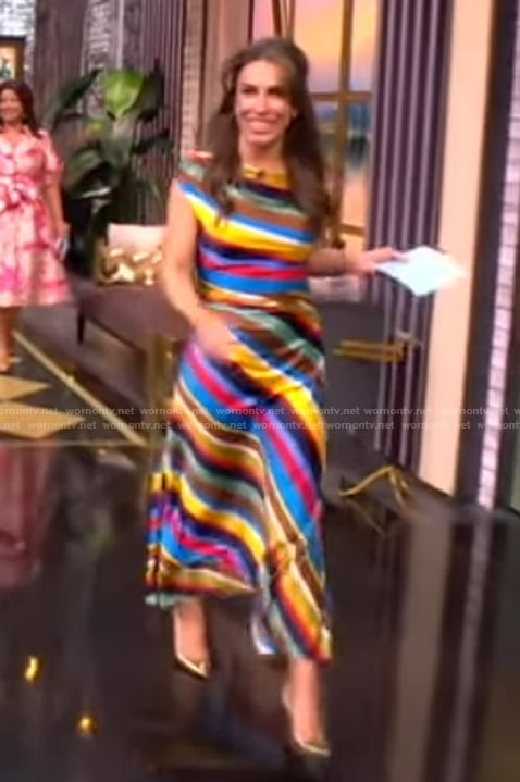 Alyssa’s rainbow striped dress on The View