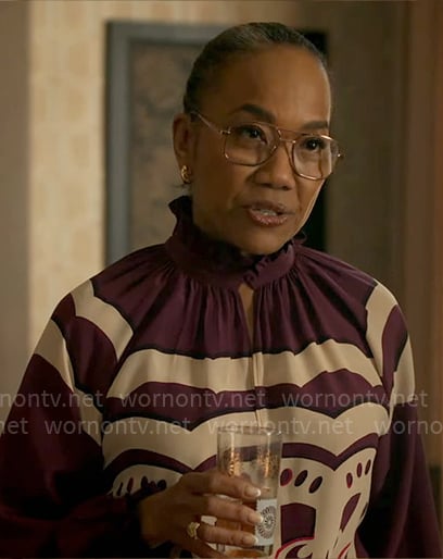 Amanda’s purple printed blouse on Will Trent