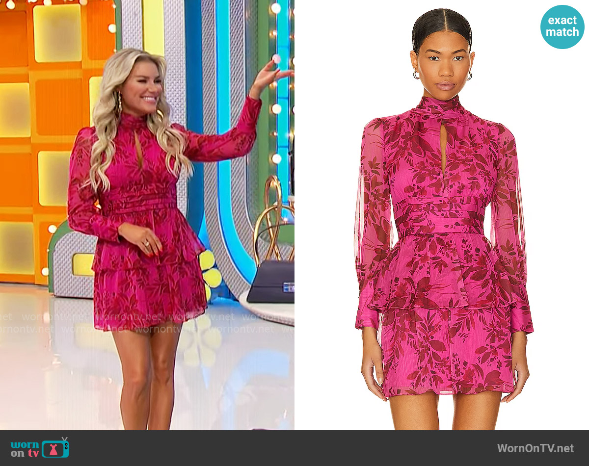 Amanda Uprichard Samira Dress in Ella Print worn by Rachel Reynolds on The Price is Right