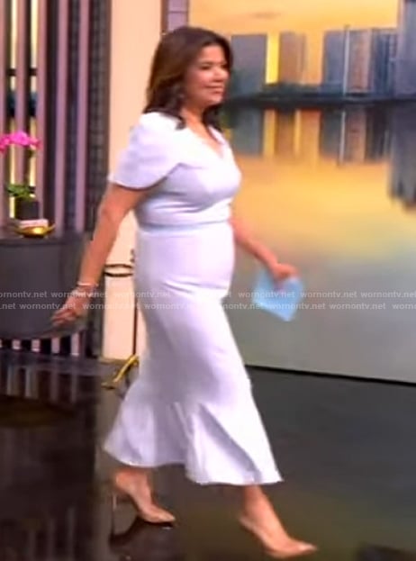 Ana’s blue ruffle hem dress on The View