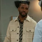 Andre’s printed shirt and suede jacket on Beyond the Gates