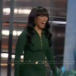Angela Bassett’s green sweater and skirt with gold embellishments on The Kelly Clarkson Show