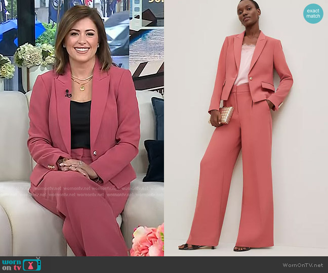 Ann Taylor The Wide-Leg Pant in Crinkle Crepe Burnt Mauve worn by Chloe Melas on Today