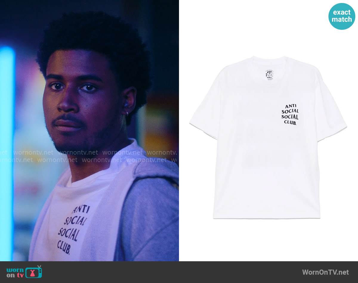 Anti Social Social Club Logo T-shirt worn by Justin Edwards (Michael Cooper Jr.) on Forever
