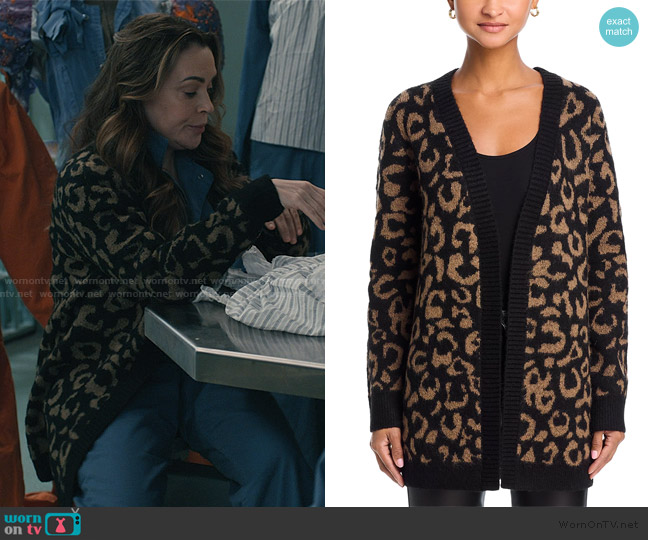 Aqua Leopard Open Front Cardigan worn by Pupetta (Alyssa Milano) on Elsbeth