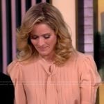 Sara’s beige tie neck top and skirt on The View