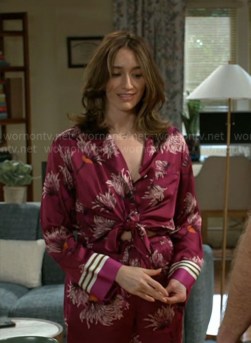 Ashley’s floral pajamas on Beyond the Gates