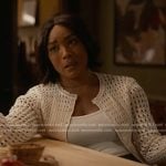 Athena’s white open knit cardigan on 9-1-1