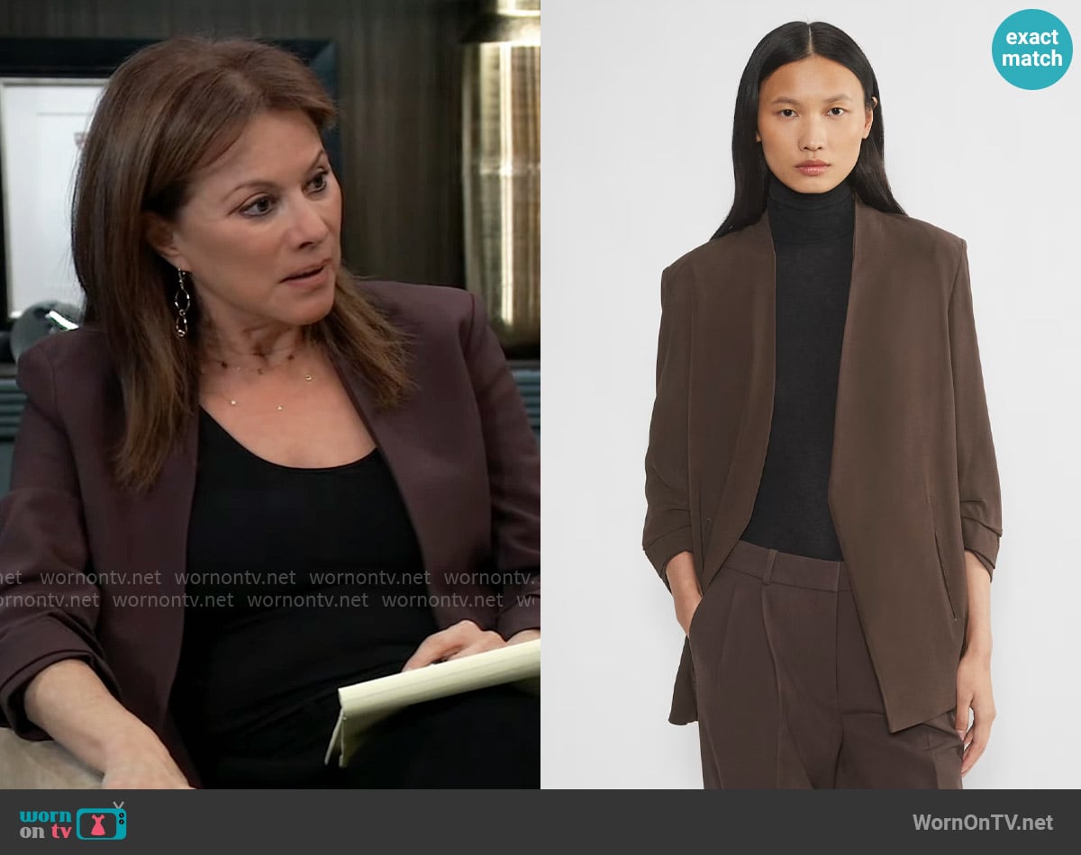 Babaton Power Blazer in Rich Mocha Brown worn by Alexis Davis (Nancy Lee Grahn) on General Hospital