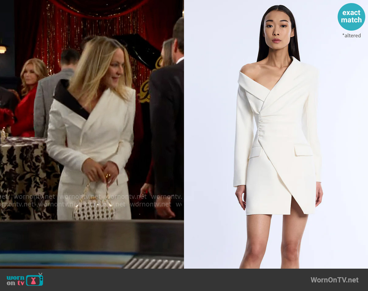 Bcbgmaxazria Asymmetrical Off Shoulder Dress worn by Sharon Newman (Sharon Case) on The Young and the Restless