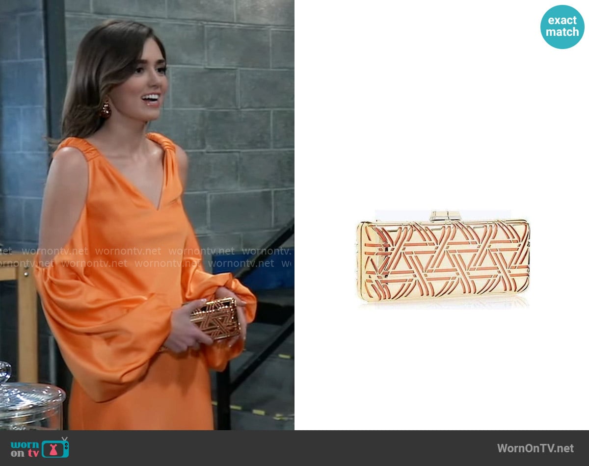 Bcbgmaxazria Kerri Clutch worn by Emma Scorpio-Drake (Braedyn Bruner) on General Hospital
