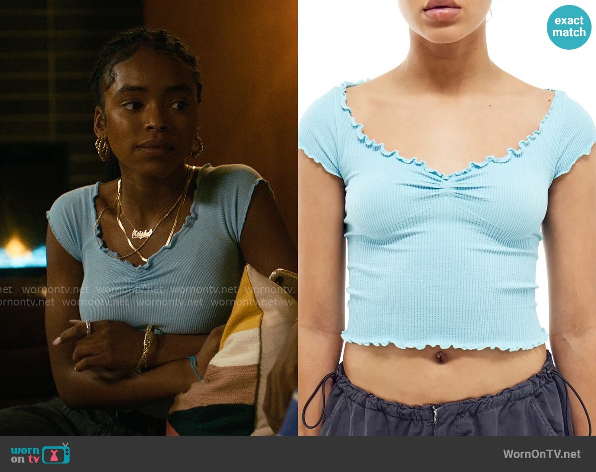 BDG Elsie Cap Sleeve Rib Crop Top worn by Keisha Clark (Lovie Simone) on Forever