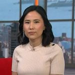 Vicky’s beige ribbed top and skirt on NBC News Daily