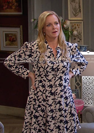 Belle’s beige floral shirtdress on Days of our Lives