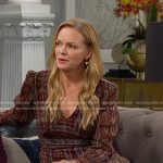 Belle’s brown print v-neck dress on Days of our Lives