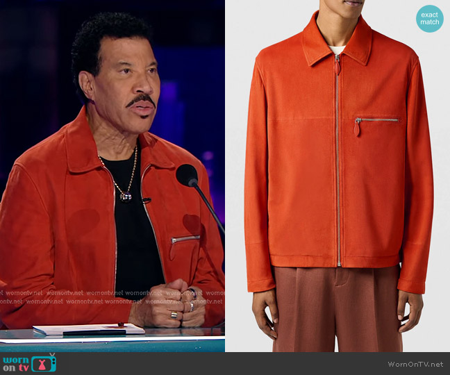 Berluti 1 Jour Suede Overshirt in Burnt Orange worn by Lionel Richie on American Idol