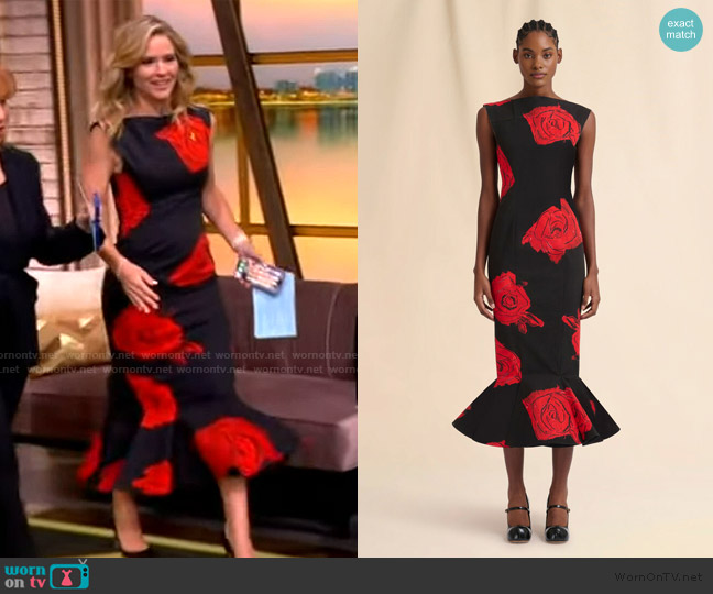 Marni Black poplin dress with Juno print worn by Sara Haines on The View