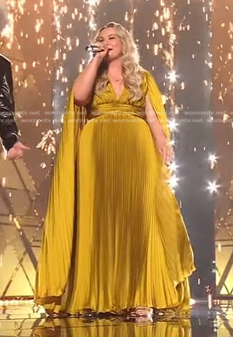 Breanna Nix’s yellow pleated gown on American Idol