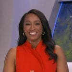 Brittany’s red belted wrap dress on Good Morning America