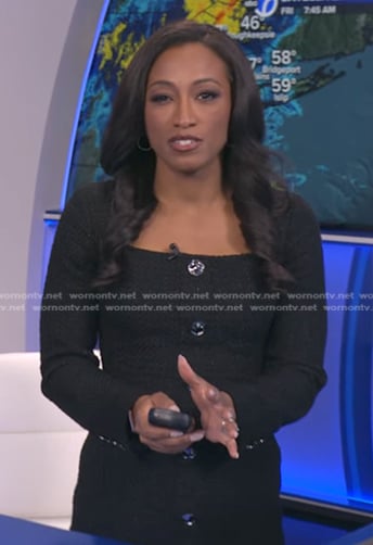 Brittany’s black square neck tweed dress on Good Morning America