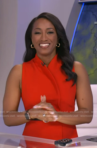 Brittany’s red belted wrap dress on Good Morning America