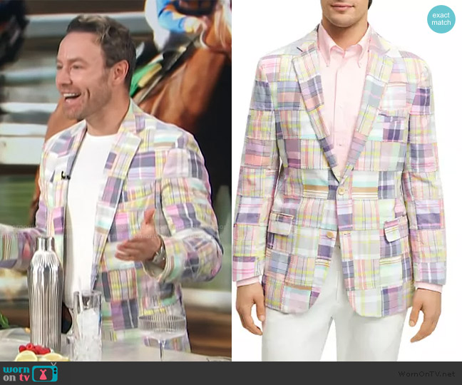 Brooks Brothers Regent Classic Fit Patchwork Madras Sport Coat worn by Paul Zahn on Access Hollywood