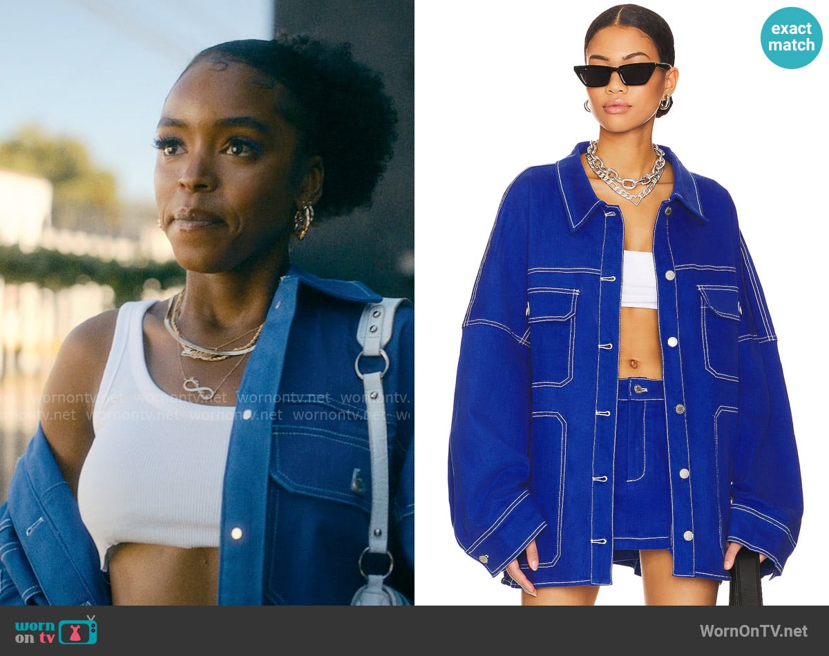 By.Dyln Cooper Jacket in Cobalt worn by Keisha Clark (Lovie Simone) on Forever