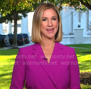 Caitlin Huey-Burns’ pink blazer on CBS Mornings