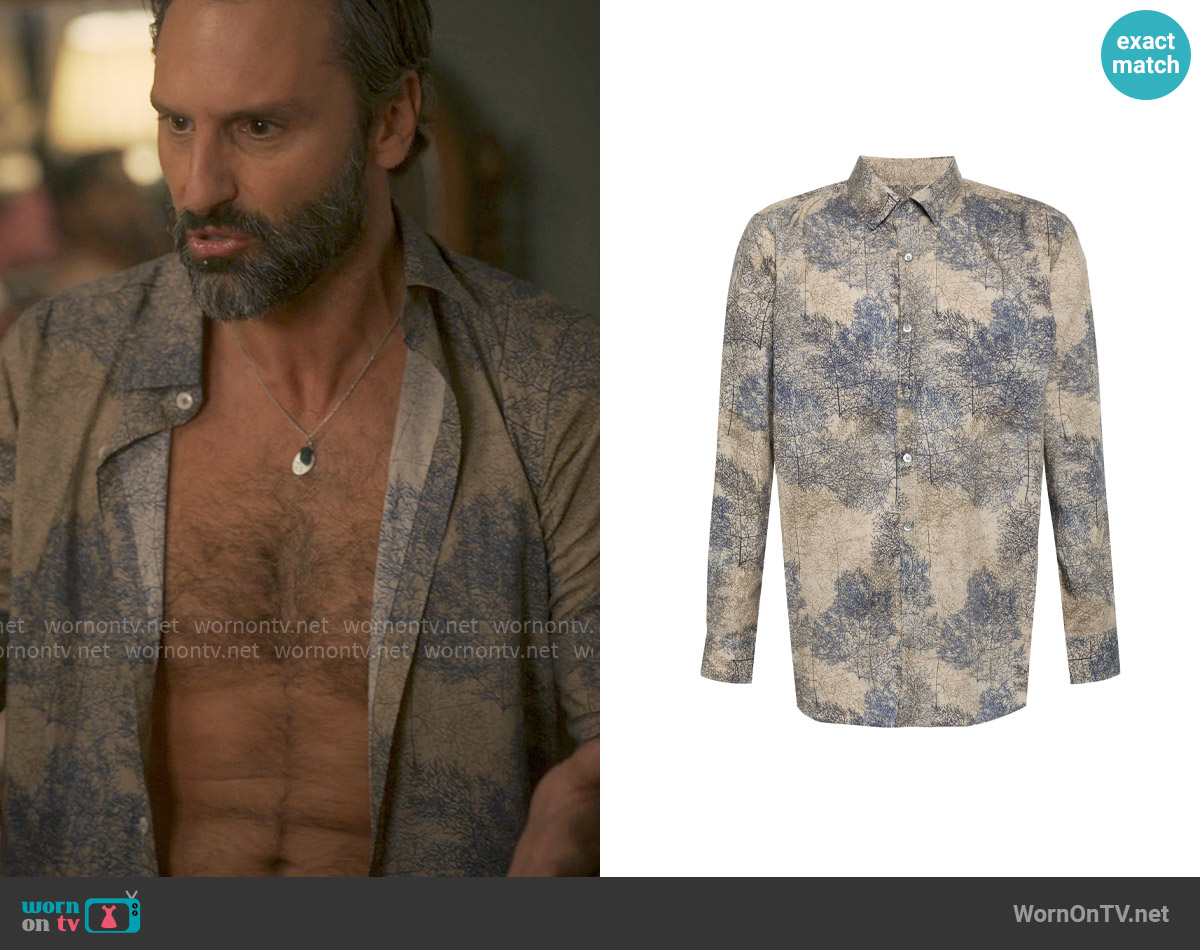 Canali Tree Print Shirt worn by Claude (Marco Calvani) on The Four Seasons