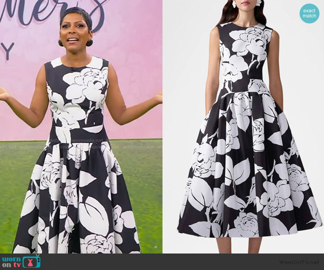 Carolina Herrera Floral Sleeveless Midi-Dress worn by Tamron Hall on Tamron Hall Show