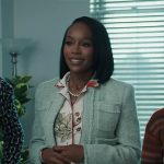 Catherine’s floral shirt and green tweed jacket on Grosse Pointe Garden Society