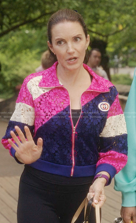 Charlotte’s colorblock lace jacket on And Just Like That