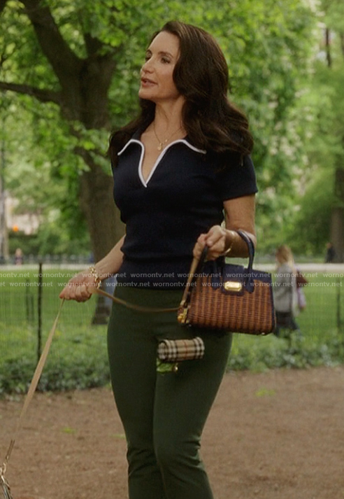 Charlotte’s navy tipped polo on And Just Like That