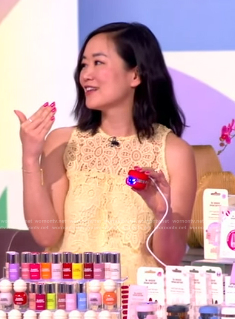 Christina Kao’s yellow lace top on The View