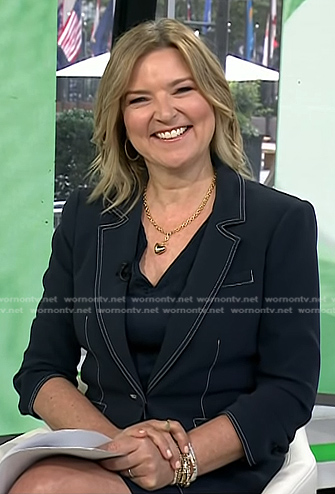 Christine’s navy blazer with white stitching on Today