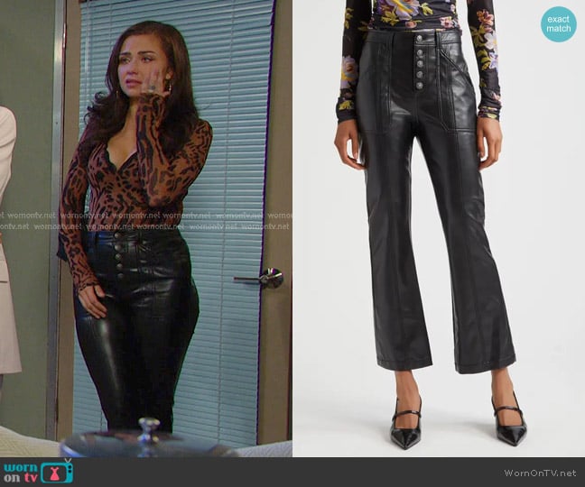 Cinq a Sept Wallace Faux Leather Bootcut Ankle Pants worn by Ciara Brady (Victoria Konefal) on Days of our Lives