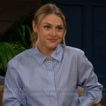 Claire’s blue striped crop shirt on The Young and the Restless