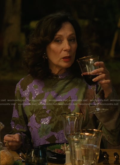 Clea Duplessis’s purple floral metallic top on Etoile