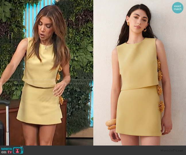 Commense 3D Floral Embellished Short Skirt Set worn by Adrianna Costa on Access Hollywood