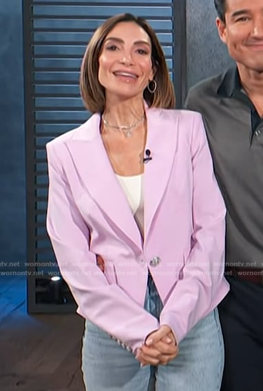 Courtney Lopez’s pink cropped blazer on Access Hollywood
