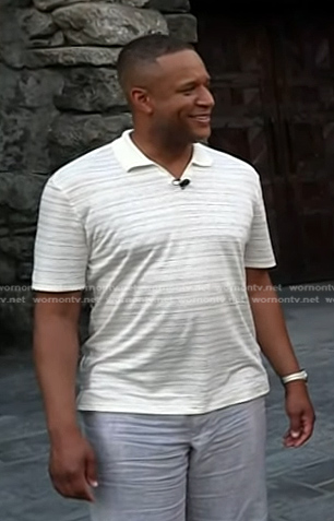 Craig Melvin’s white striped polo on Today